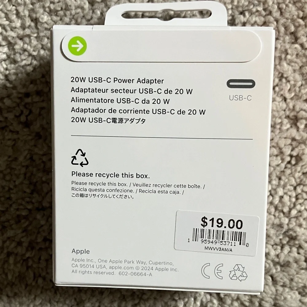 Apple USB-C 20W Power Adapter NWT